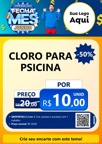 Modelo de Cartaz para Cartaz A4 Vertical com o tema Operação Fecha Mês, Junho para Produtos para Piscina