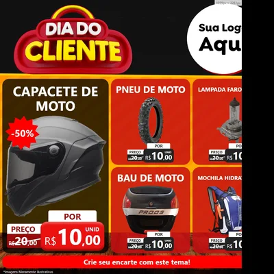 Modelo de Rede Social para Feed Facebook com o tema Dia do Cliente para Moto peças
