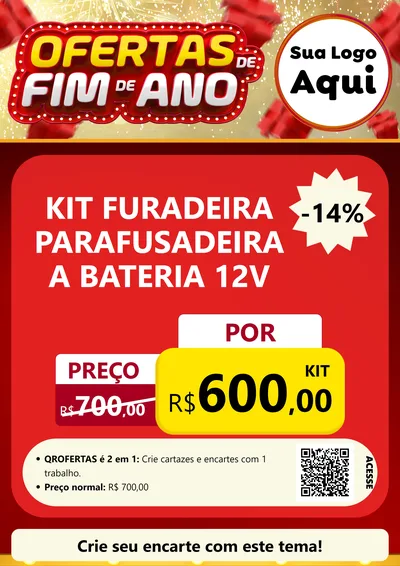 Modelo de Cartaz para Cartaz A4 Vertical com o tema Ofertas de Fim de Ano para Maquinas e Ferramentas