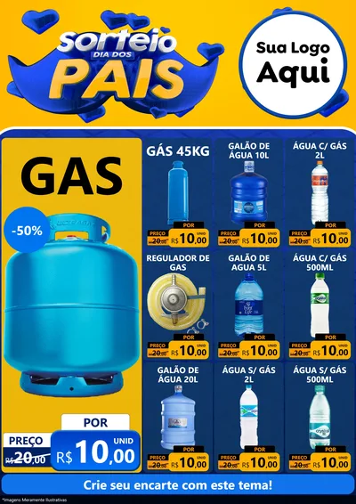 Modelo de Encarte para Encarte A4 Vertical com o tema Sorteio Dia dos Pais para Água e gás