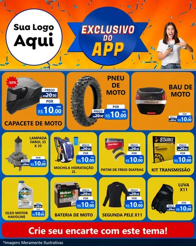 Modelo de Rede Social para Feed Instagram com o tema Exclusivo do Aplicativo para Moto peças