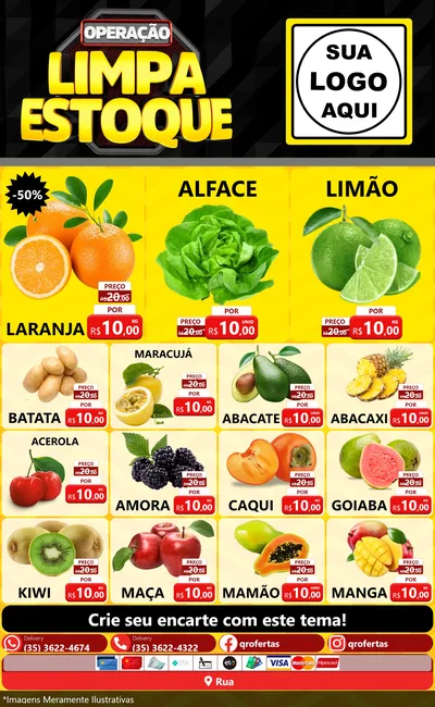 Modelo de Encarte para Encarte Grande com o tema Operação Limpa Estoque para Hortifrúti