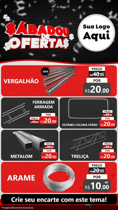 Modelo de TV para TV Vertical com o tema Sabadou de Ofertas para Ferragens