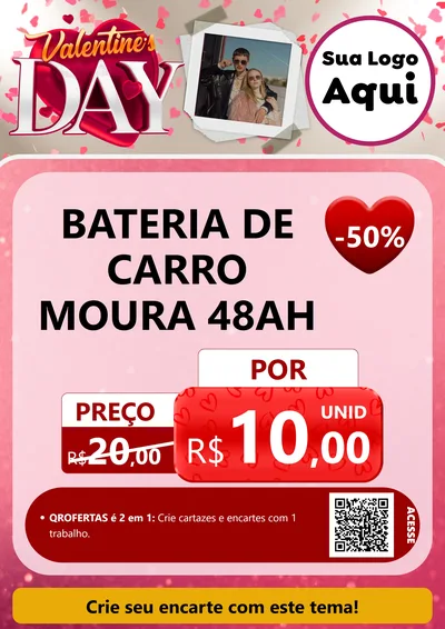 Modelo de Cartaz para Cartaz A4 Vertical com o tema Valentine's Day para Baterias Elétricas