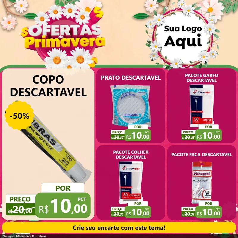 Modelo de Rede Social para Feed Facebook com o tema Ofertas de Primavera para Embalagens