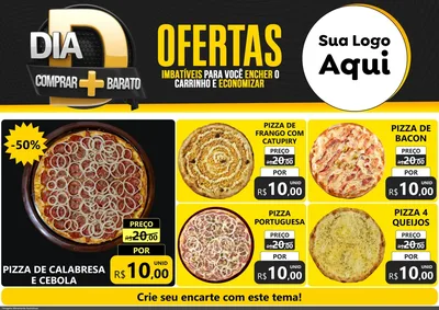 Modelo de Encarte para Encarte A4 Horizontal com o tema Dia D Mais Economia para Pizzaria