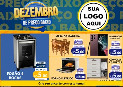 Modelo de Encarte para Encarte A4 Horizontal com o tema Dezembro de Preço Baixo para Móveis e Eletro