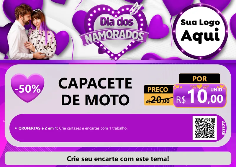 Modelo de Cartaz para Cartaz A4 Horizontal com o tema Dia dos Namorados para Moto peças