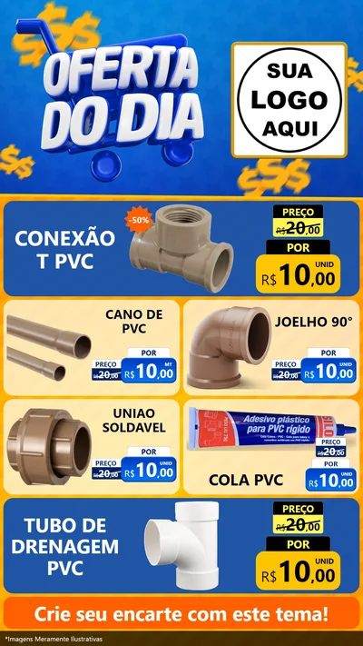 Modelo de TV para TV Vertical com o tema Oferta do Dia para Tubos e conexões