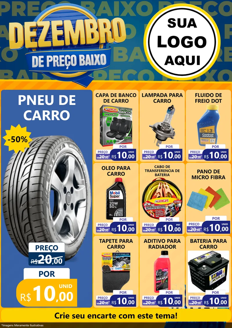 Modelo de Encarte para Encarte A4 Vertical com o tema Dezembro de Preço Baixo para Auto peças