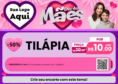 Modelo de Cartaz para Cartaz A4 Horizontal com o tema Dia das Mães para Peixaria