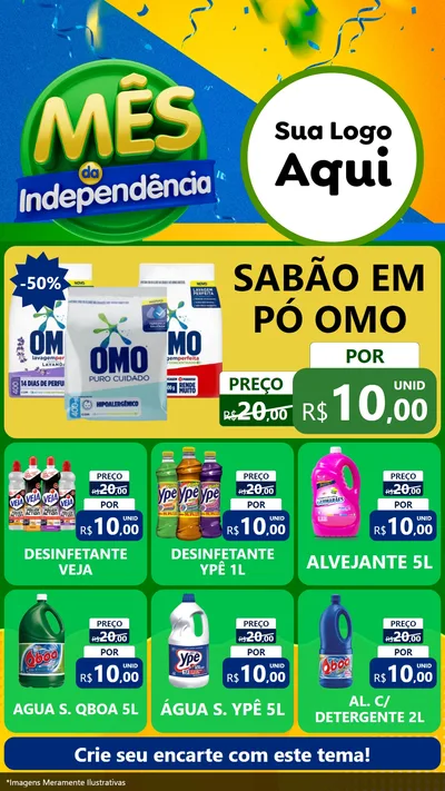Modelo de Rede Social para Stories com o tema Mês da Independência para Produtos de Limpeza