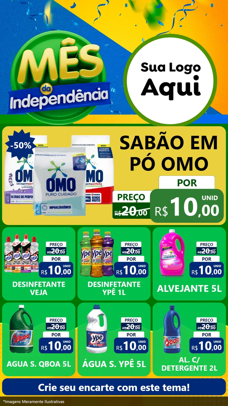Modelo de Rede Social para Stories com o tema Mês da Independência para Produtos de Limpeza