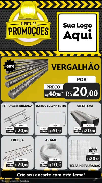 Modelo de Rede Social para Stories com o tema Alerta de Promoções para Ferragens