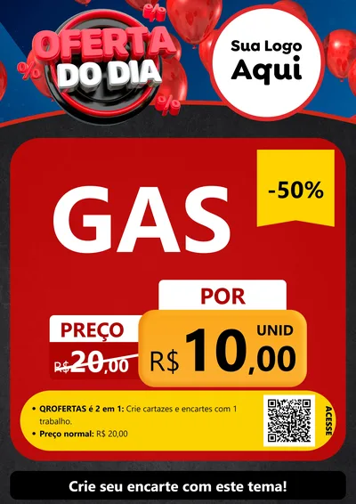 Modelo de Cartaz para Cartaz A4 Vertical com o tema Oferta do Dia para Água e gás