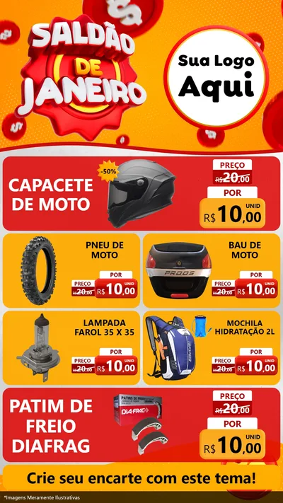 Modelo de TV para TV Vertical com o tema Saldão de Janeiro para Moto peças