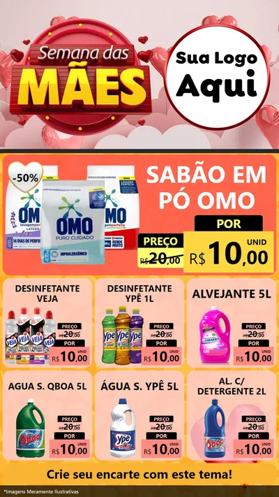 Modelo de Rede Social para Stories com o tema Semana das Mães para Produtos de Limpeza