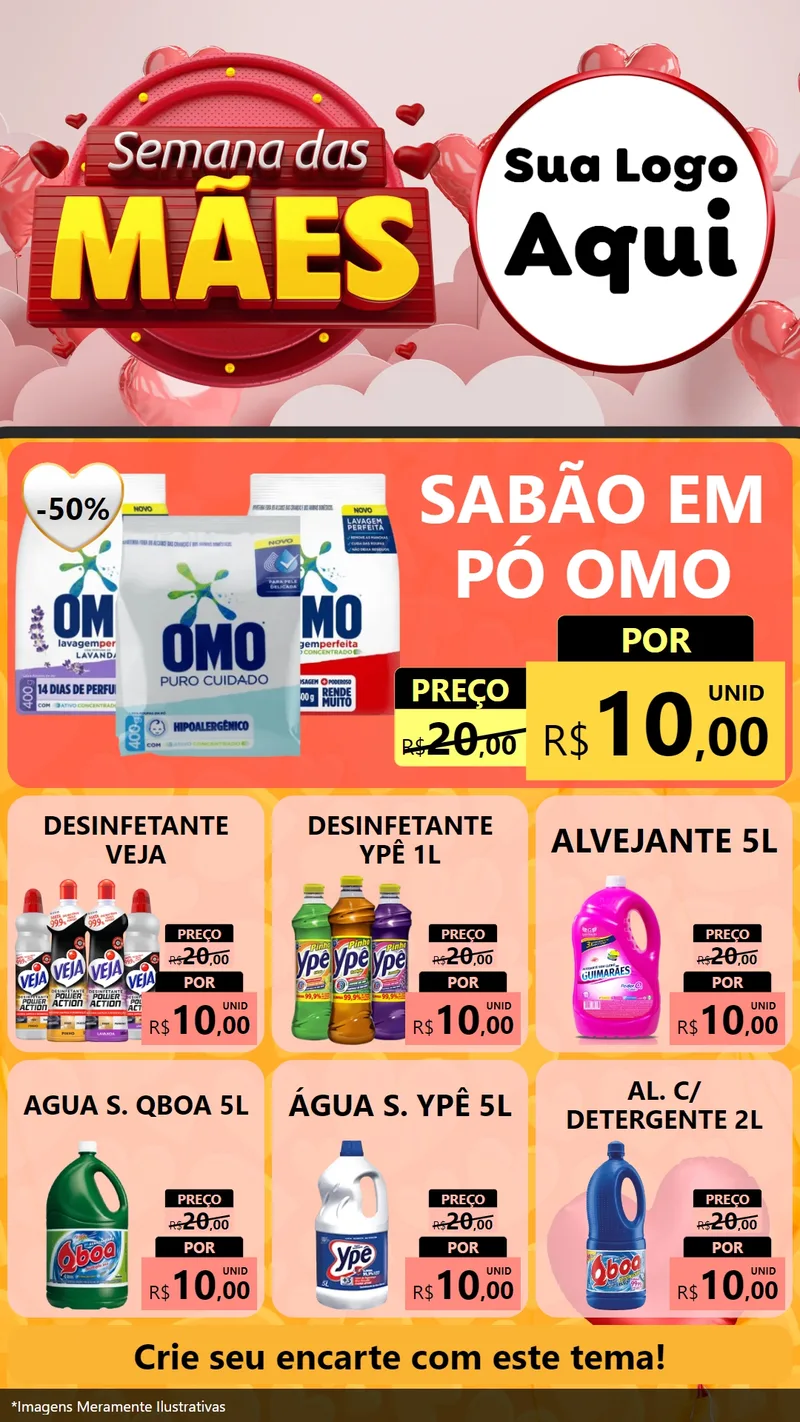 Modelo de Rede Social para Stories com o tema Semana das Mães para Produtos de Limpeza