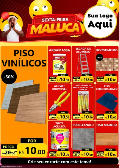 Modelo de Encarte para Encarte A4 Vertical com o tema Sexta-feira Maluca para Material para Construção