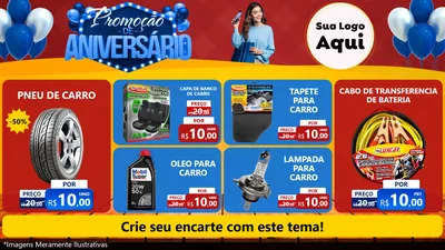 Modelo de TV para TV Horizontal com o tema Promoção de Aniversário para Auto peças
