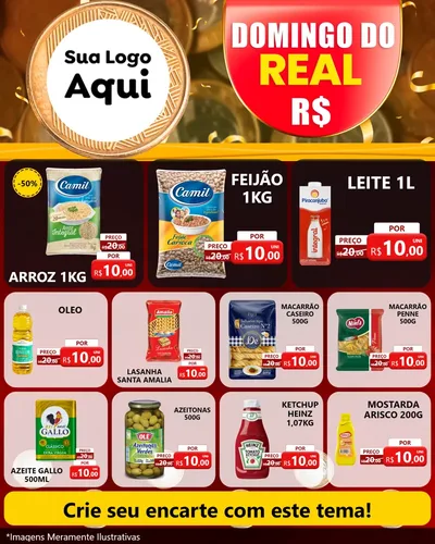 Modelo de Rede Social para Feed Instagram com o tema Domingo do Real para Supermercado