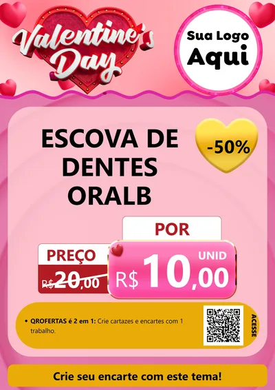 Modelo de Cartaz para Cartaz A4 Vertical com o tema Valentine's Day para Higiene Pessoal