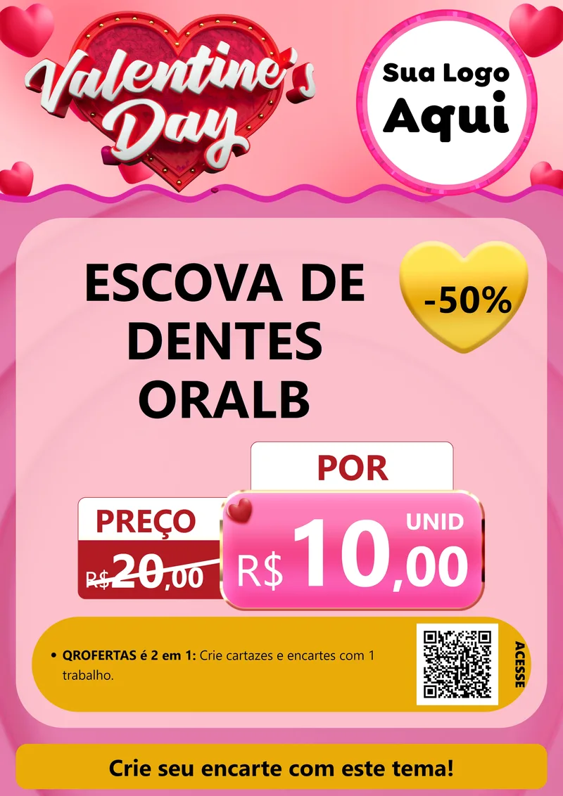 Modelo de Cartaz para Cartaz A4 Vertical com o tema Valentine's Day para Higiene Pessoal