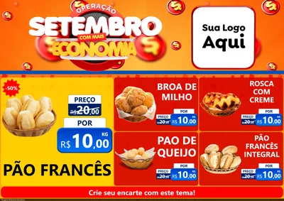 Modelo de Encarte para Encarte A4 Horizontal com o tema Operação Setembro Com Muita Economia para Padaria