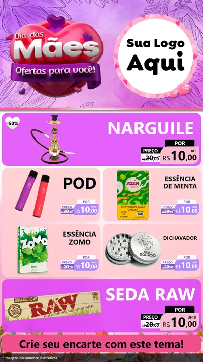Modelo de TV para TV Vertical com o tema Dia das Mães Ofertas para Você! para Tabacaria