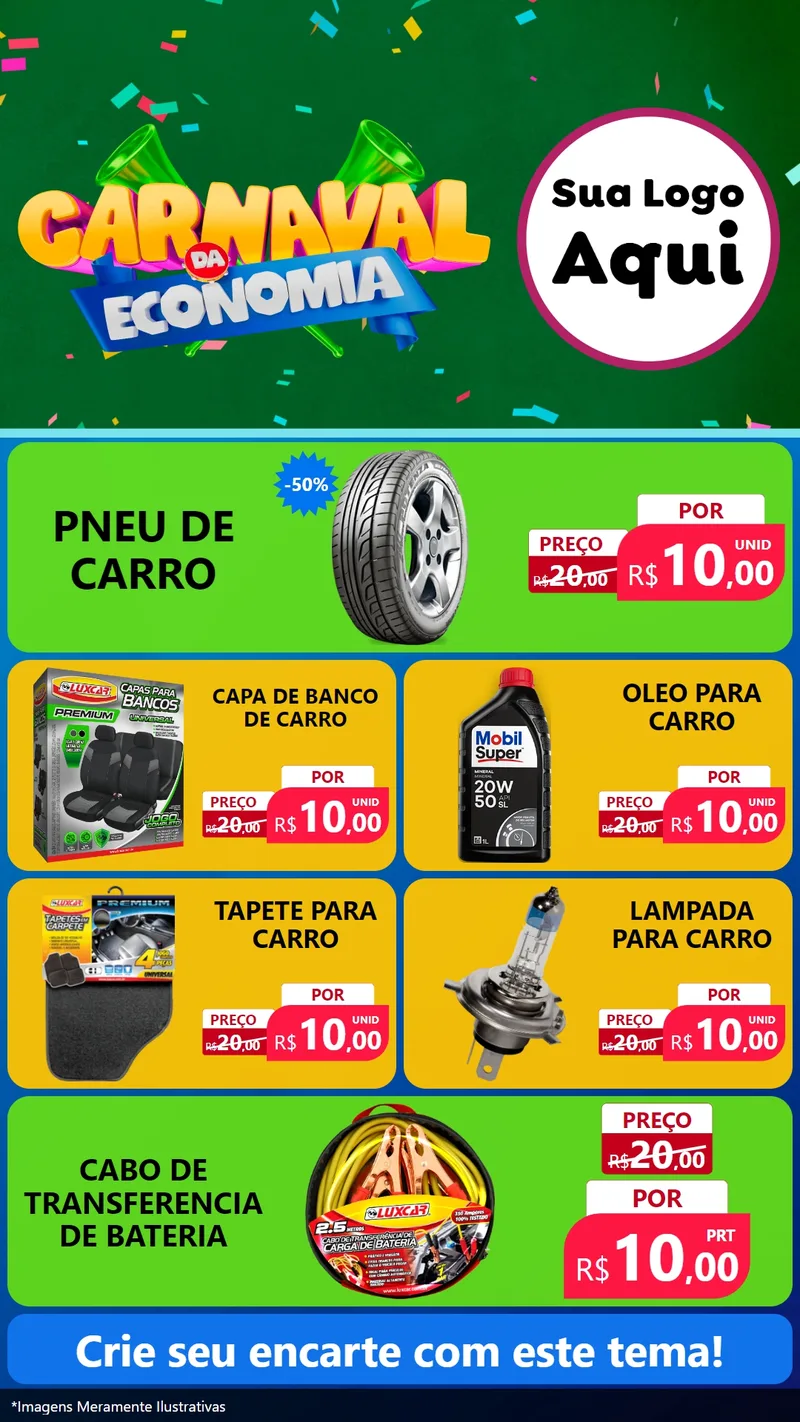 Modelo de TV para TV Vertical com o tema Carnaval da Economia para Auto peças