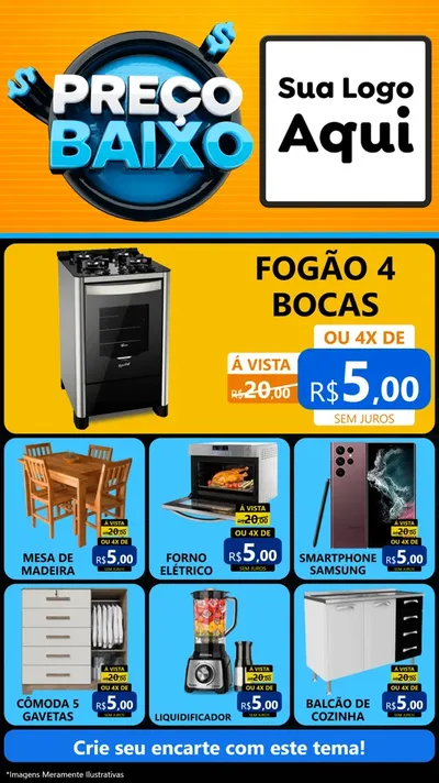 Modelo de Rede Social para Stories com o tema Preço Baixo para Móveis e Eletro