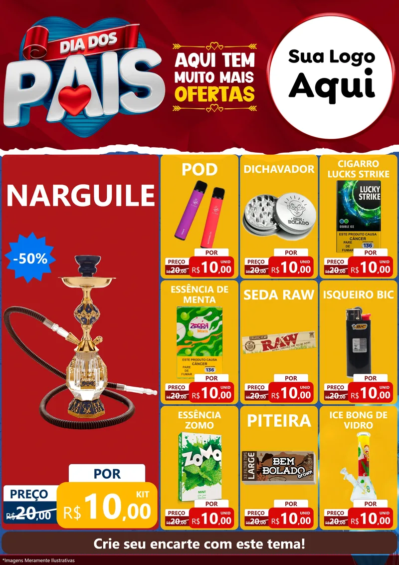 Modelo de Encarte para Encarte A4 Vertical com o tema Dia dos Pais para Tabacaria