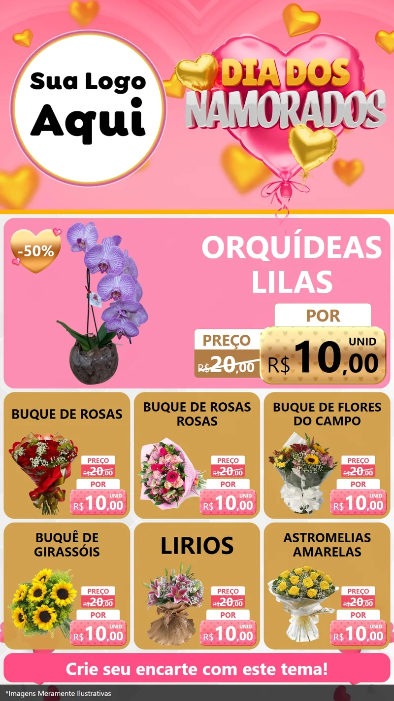Modelo de Rede Social para Stories com o tema Dia dos Namorados para Floricultura e jardim
