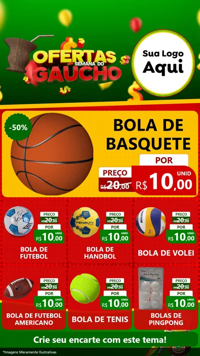 Modelo de Rede Social para Stories com o tema Ofertas Semana Do Gaúcho para Artigos Esportivos