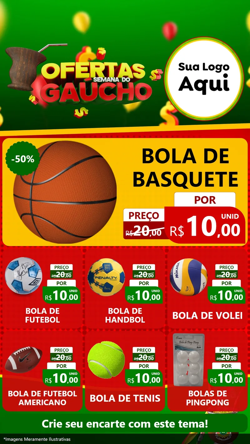 Modelo de Rede Social para Stories com o tema Ofertas Semana Do Gaúcho para Artigos Esportivos