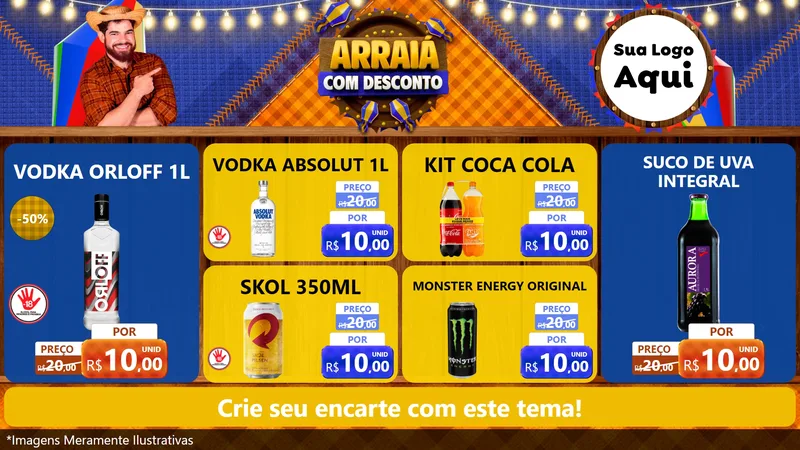 Modelo de TV para TV Horizontal com o tema Arraiá Com Desconto para Distribuidora de bebidas