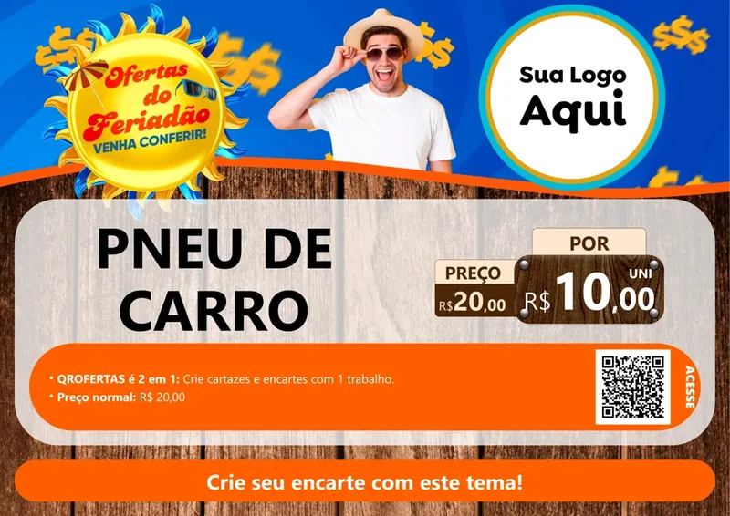 Modelo de Cartaz para Cartaz A4 Horizontal com o tema Ofertas do Feriadão para Auto peças