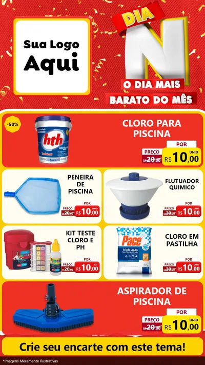 Modelo de TV para TV Vertical com o tema Dia N o Dia Mais Barato do Mês para Produtos para Piscina