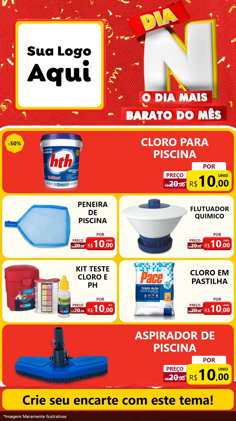 Modelo de TV para TV Vertical com o tema Dia N o Dia Mais Barato do Mês para Produtos para Piscina