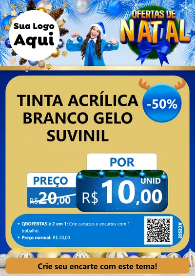 Modelo de Cartaz para Cartaz A4 Vertical com o tema Ofertas de Natal para Tintas e Ferramentas