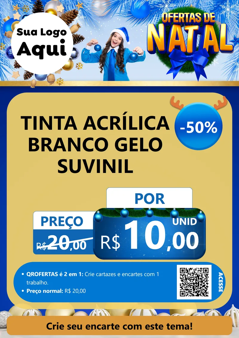 Modelo de Cartaz para Cartaz A4 Vertical com o tema Ofertas de Natal para Tintas e Ferramentas