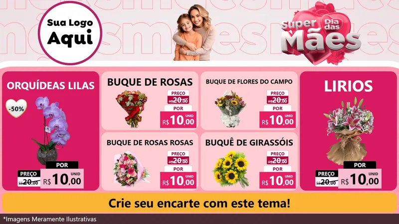 Modelo de TV para TV Horizontal com o tema Super Dia Das Mães para Floricultura e jardim