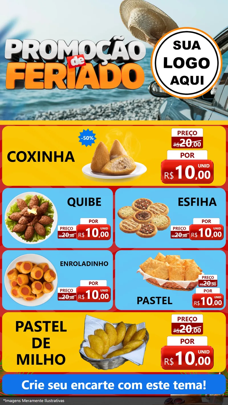 Modelo de TV para TV Vertical com o tema Promoção de Feriado para Salgadaria