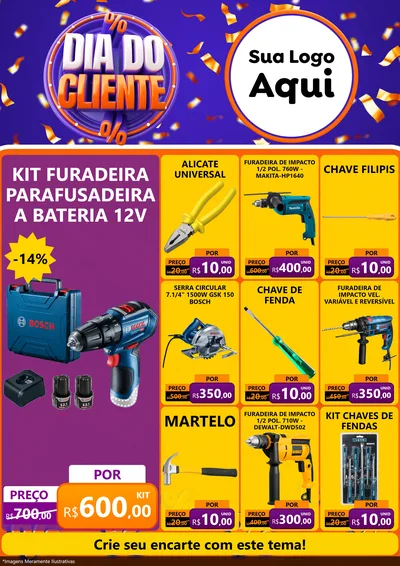 Modelo de Encarte para Encarte A4 Vertical com o tema Dia do Cliente para Maquinas e Ferramentas