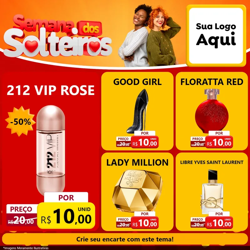 Modelo de Rede Social para Feed Facebook com o tema Semana dos Solteiros para Perfumes