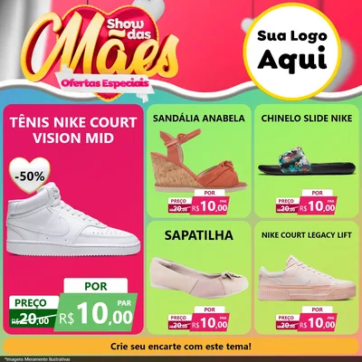 Modelo de Rede Social para Feed Facebook com o tema Show das Mães - Ofertas Especiais para Calçados