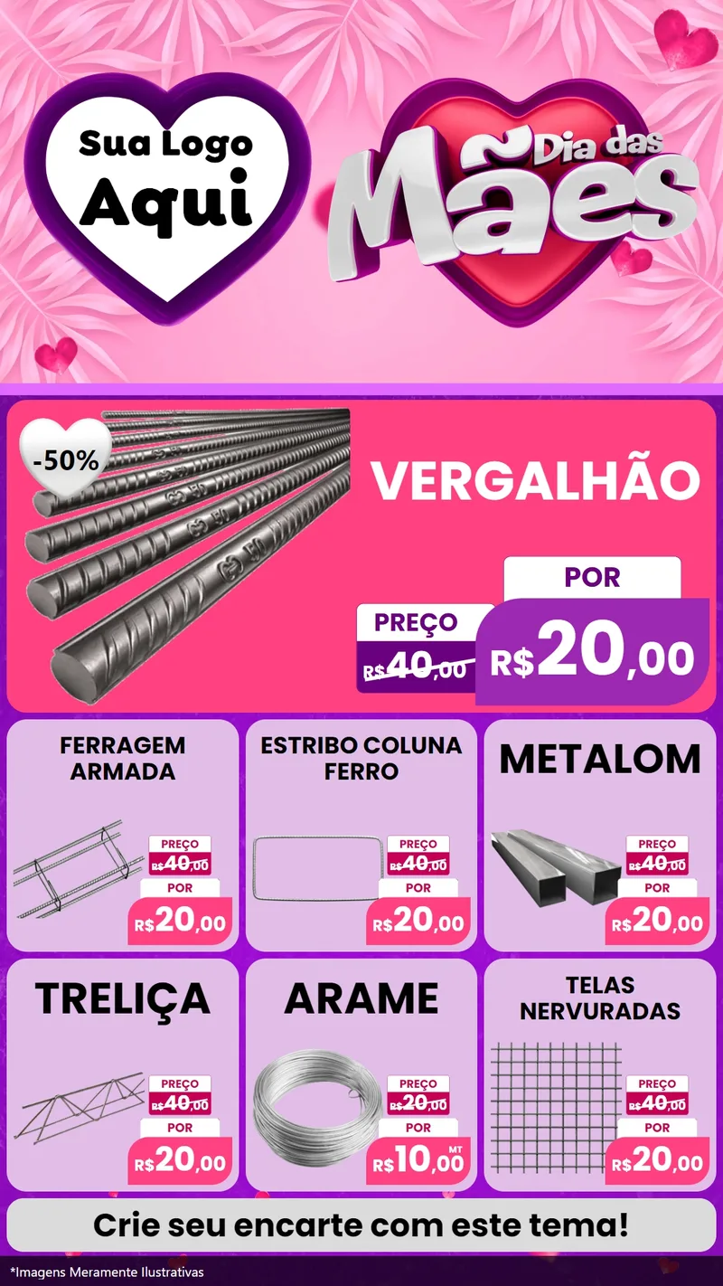 Modelo de Rede Social para Stories com o tema Dia das Mães para Ferragens