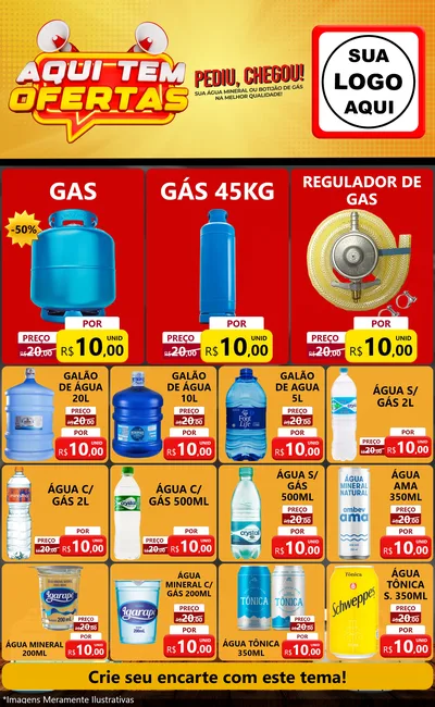 Modelo de Encarte para Encarte Grande com o tema Aqui Tem Ofertas para Água e gás