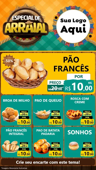 Modelo de Rede Social para Stories com o tema Especial De Arraial para Padaria