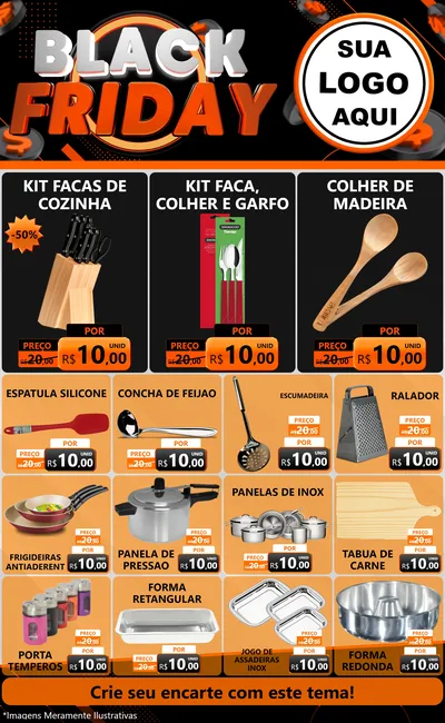 Modelo de Encarte para Encarte Grande com o tema Black Friday para Utilidades Domésticas